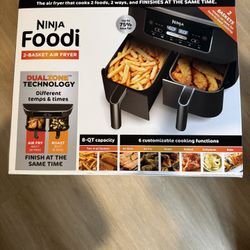 Ninja DZ100 Foodi 4-in-1, 8-qt, 2-Basket Air Fryer with DualZone Technology, Renewed, DZ201, Ninja DZ201-- 8-Quart