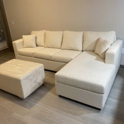 Brand Cream Sectionals With Free Ottoman 