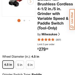 M18 FUEL 4-1/2 / 5 GRINDER PADDLE SWITCH 