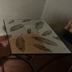 Side Table Mirror Feathers