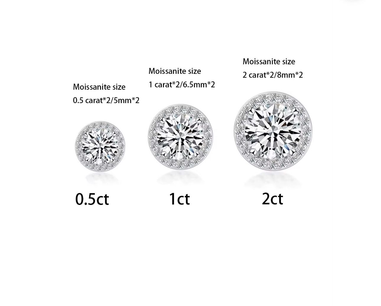 2ct+2ct Moissanite Diamond Earrings