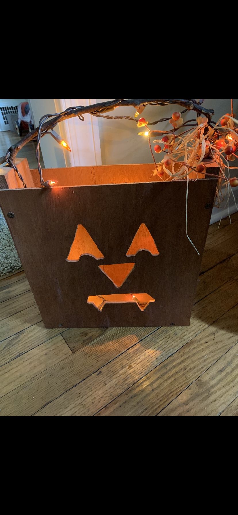 Wooden pumpkin with Lights
