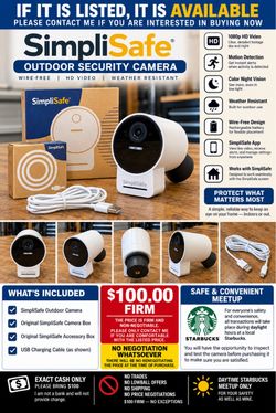 NEW SEALED SimpliSafe Security Camera – $100 FIRM
