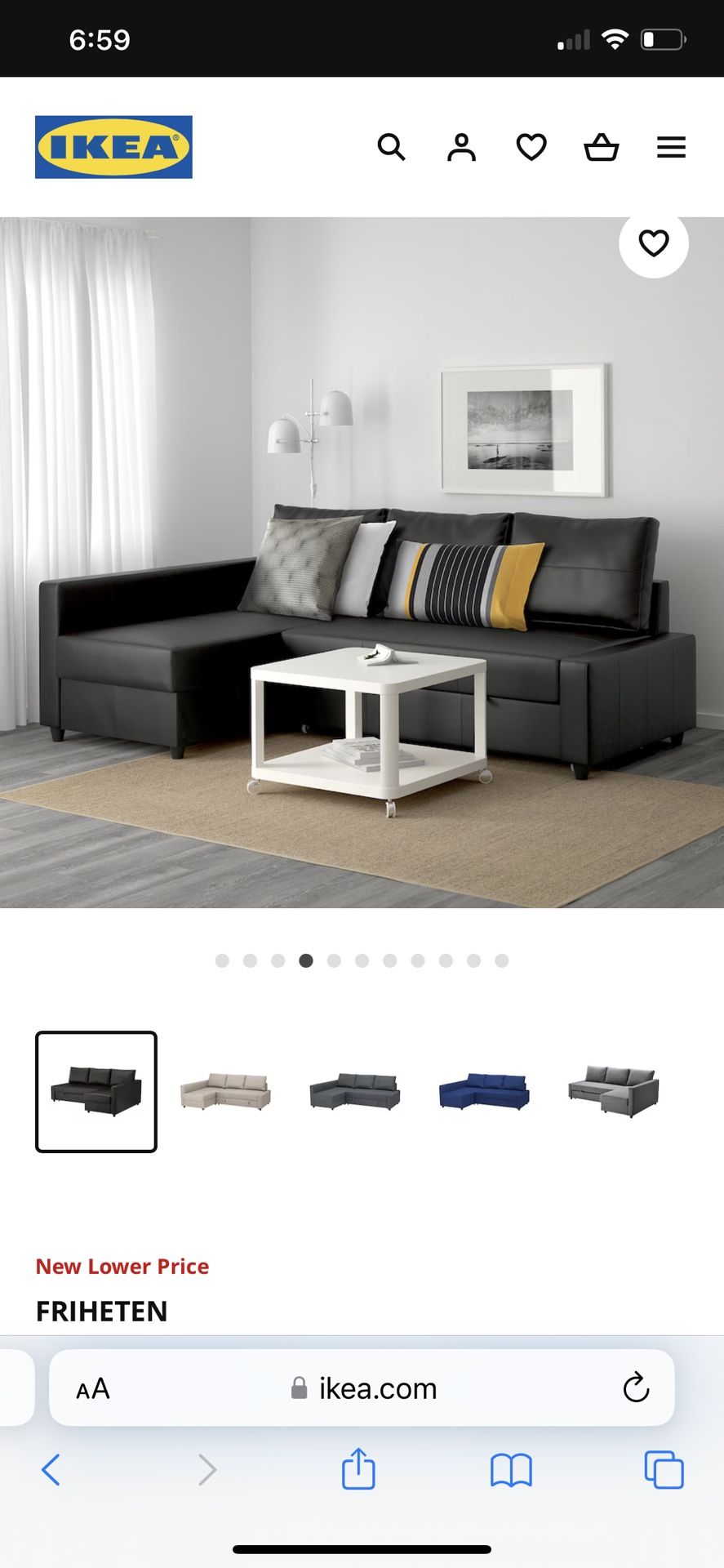 FRIHETEN Sleeper sectional,3 seat w/storage, Bomstad black