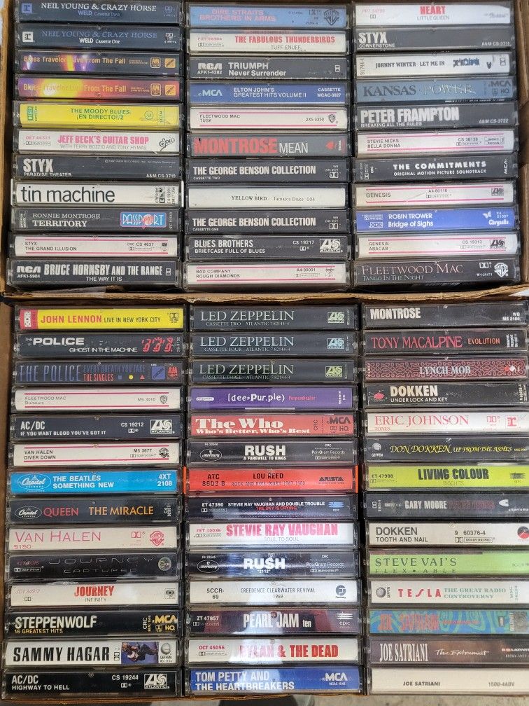 75 Cassette Tapes- Pearl Jam, Grateful Dead, Led Zeppelin + More