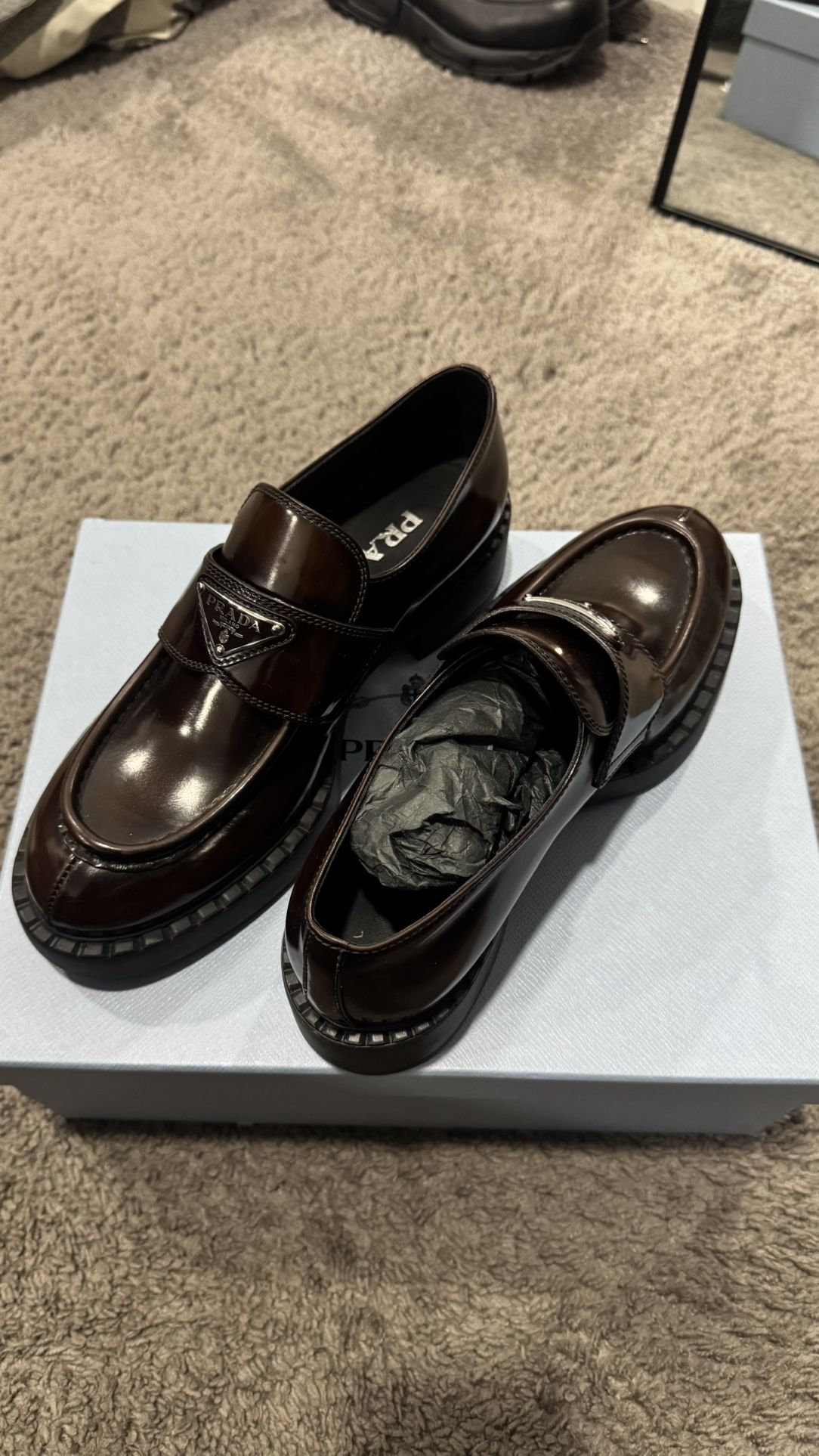 Brown Prada Leather Loafers 