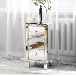 Mirrored 3-Drawer Nightstand / Accent Table 
