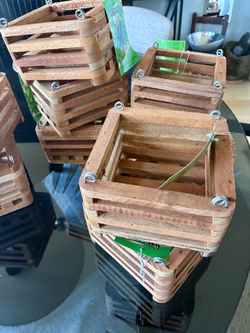 Orchid Wooden Slat Hanging plant Baskets for moss or pots.