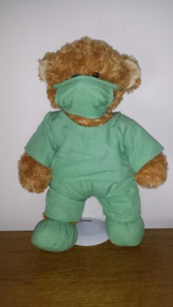 Build-A-Bear Plush Teddy Bear Wearing Scrubs & Mask
