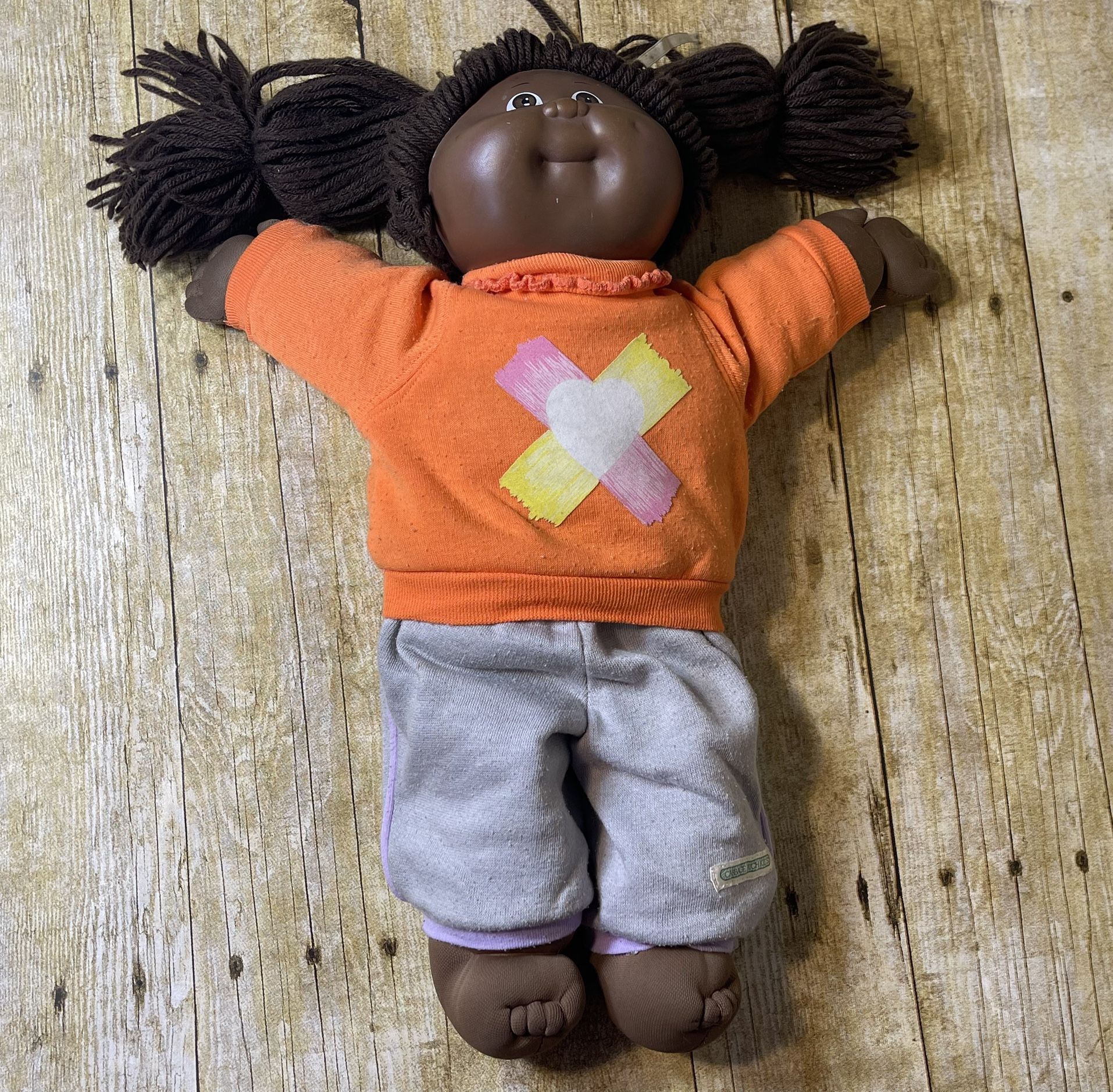 Vintage Cabbage Patch Kid Coleco African American Black Girl Doll w/ CPK Clothes