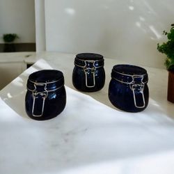 Vintage Colbalt Blue 2-cup Apothecary Jars 