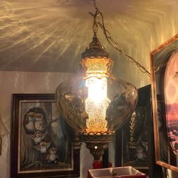 Amazing Large MCM Light Amber Swag Lamp- Please Read Description 