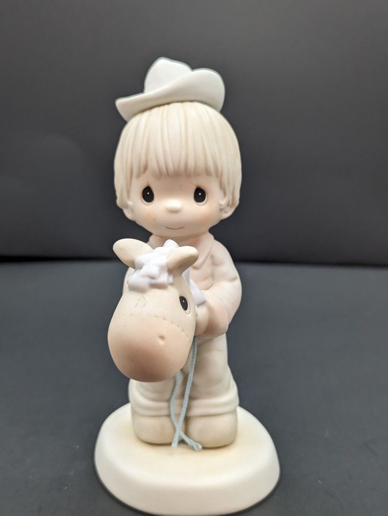 1989 Precious Moments Figurine "Hope You're Up And On The Trail Again" 521205 