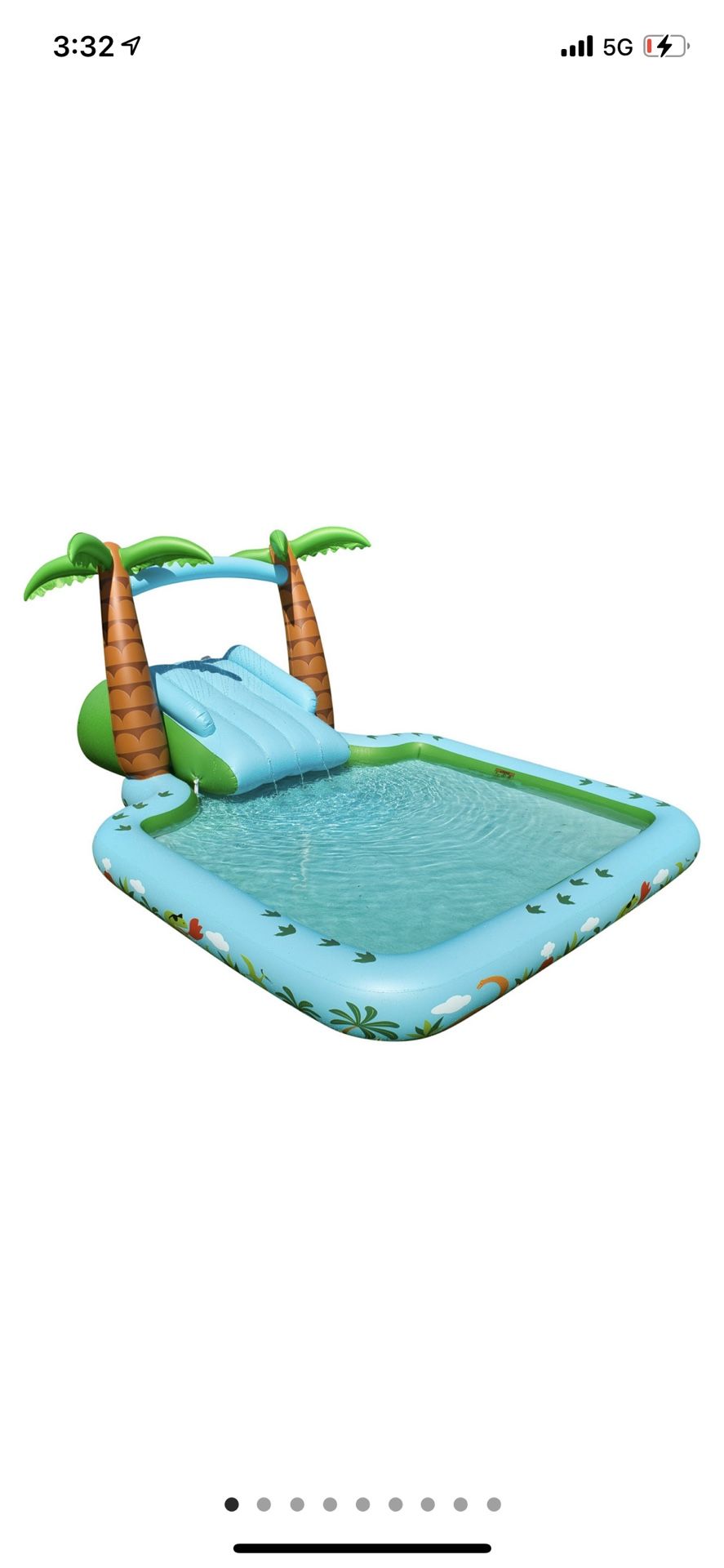 Dinosaur pool new in box Portable pool Water spray arch Two-step slide Ages 3+ Easy hose connection Heavy-duty handles Heavy-gauge PVC for long-term u