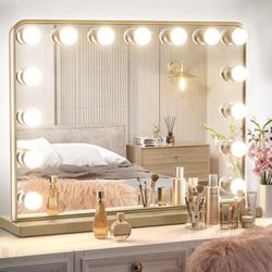 NEW 23"x 18" Hollywood Vanity Makeup Mirror w/LED Lights - 3-Color Dimmable Memory Touch