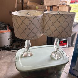 2 Crystal Lamps With Lampshades