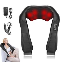NEW IN BOX Shiatsu Neck and Back Massager - Neck Massager with Car Charger, Extended Shouder Strap & Cord, Ergonomic Kneading Pillow with 3-Level Inte