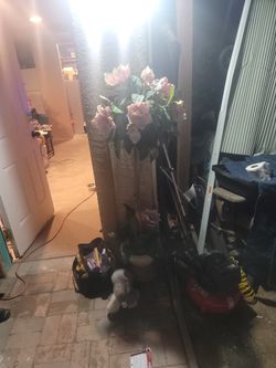 $40 Pair Of Artifical Trees With Flowers In Planters