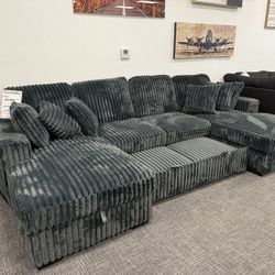 Dark Gray Sofa Sectional Pullout Set - Free Delivery Promo 
