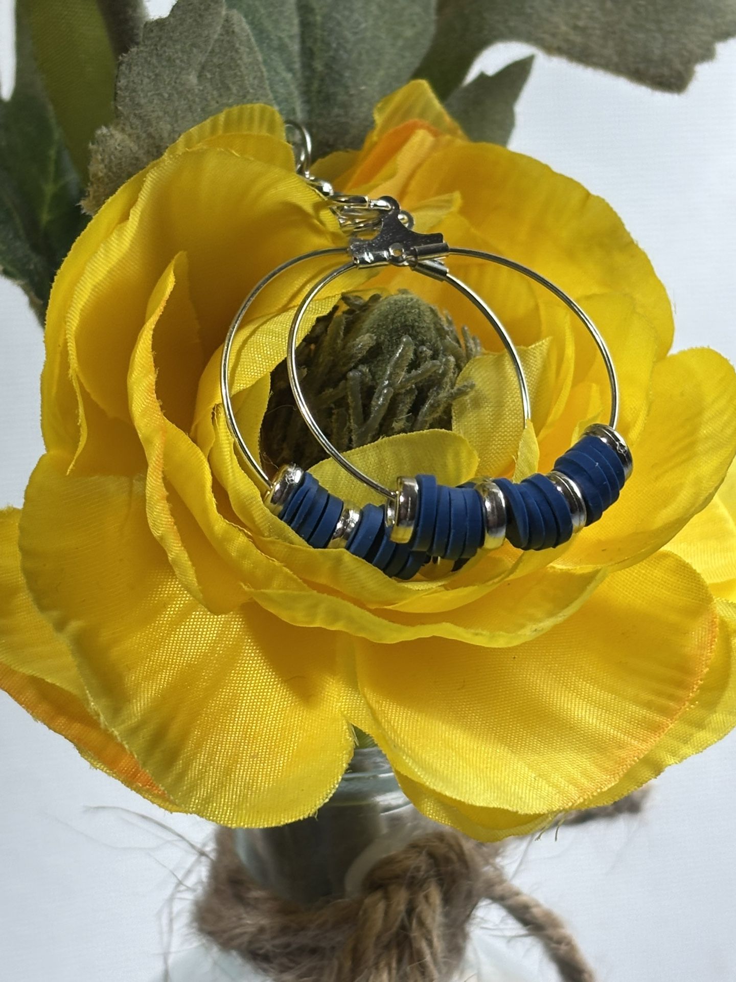 Navy Blue And Silver Earrings 