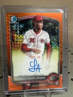 2025 Bowman Chrome Mega - Liberts Aponte - Orange Refractor Auto #'d /25 Reds