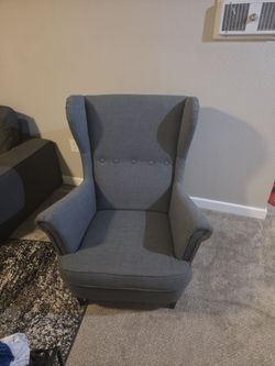 Gray Fabric Wingback Accent Chair
