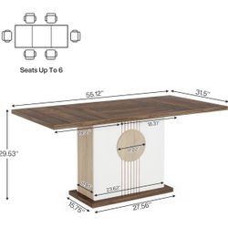 Tribesigns 55" Rectangular Dining Table for 4 to 6 People - $160