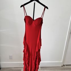 Red Ruffle Maxi Dress | Elegant Statement Evening Dress