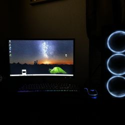 pc, keyboard, monitor and mouse and keyboard 