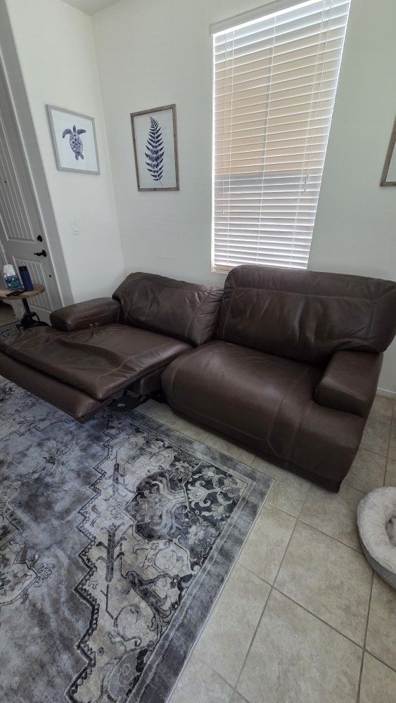 Leather reclining couch