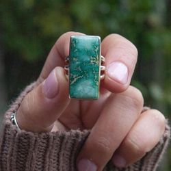 Custom Broken Arrow Variscite Ring (7.5)