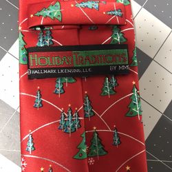 Hallmark Christmas tree men’s neck ties red and green