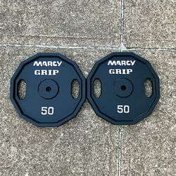 Marcy Grip Standard 50 lb 1" weight plate set 100 lbs tot 50lb 50lbs weights Cast Iron plates brand style