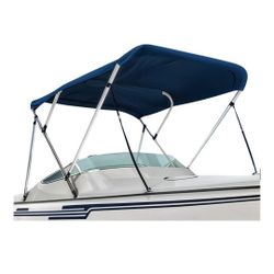4-BOW Boat Bimini Top NEW 8' Length × 61"to 66" wide × 54" Height, New In Box Grey Covers .