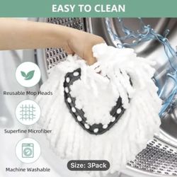 3pics , Mop Heads Replacements Spin Mop Replacement Head Deep Cleaning Machine Washable And Easy-to-Replace Spin Mop Refill Replacement Head 100% Mi