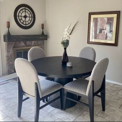 🔥 Brand New Black & Grey 5-Piece Round Wooden Counter Height Dining Set w/ fabric chairs | Pay After Delivery 🚚