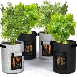 Utopia Home 10-Gallon Potato Grow Bags Pack of 4 – Foldable, Breathable, and Non-Woven Vegetable Planters – Easy to Move Gardening Pots with Reinforce