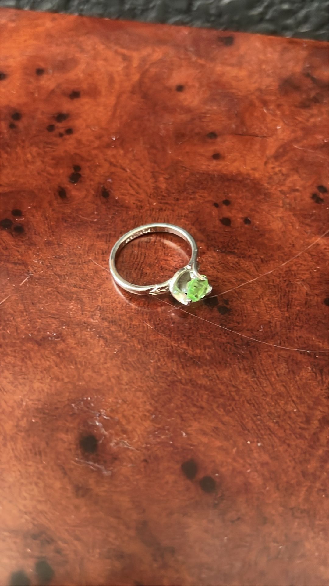 Sterling Silver Ring With Green Stone