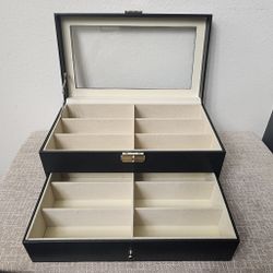 Sunglass Display Case | 2-Tier Organizer with Clear Top
