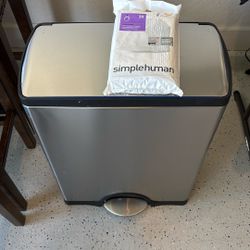 simple human Trash Can With Bags