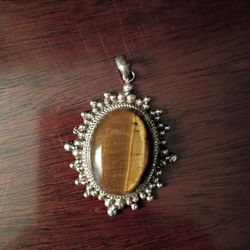 Sterling Silver Tiger Eye Pendant 