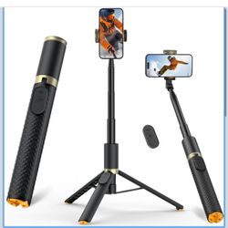 Trípode para teléfono y palo selfie con control remoto, portátil, ligero para grabación de video, soporte de trípode de viaje extensible compatible co