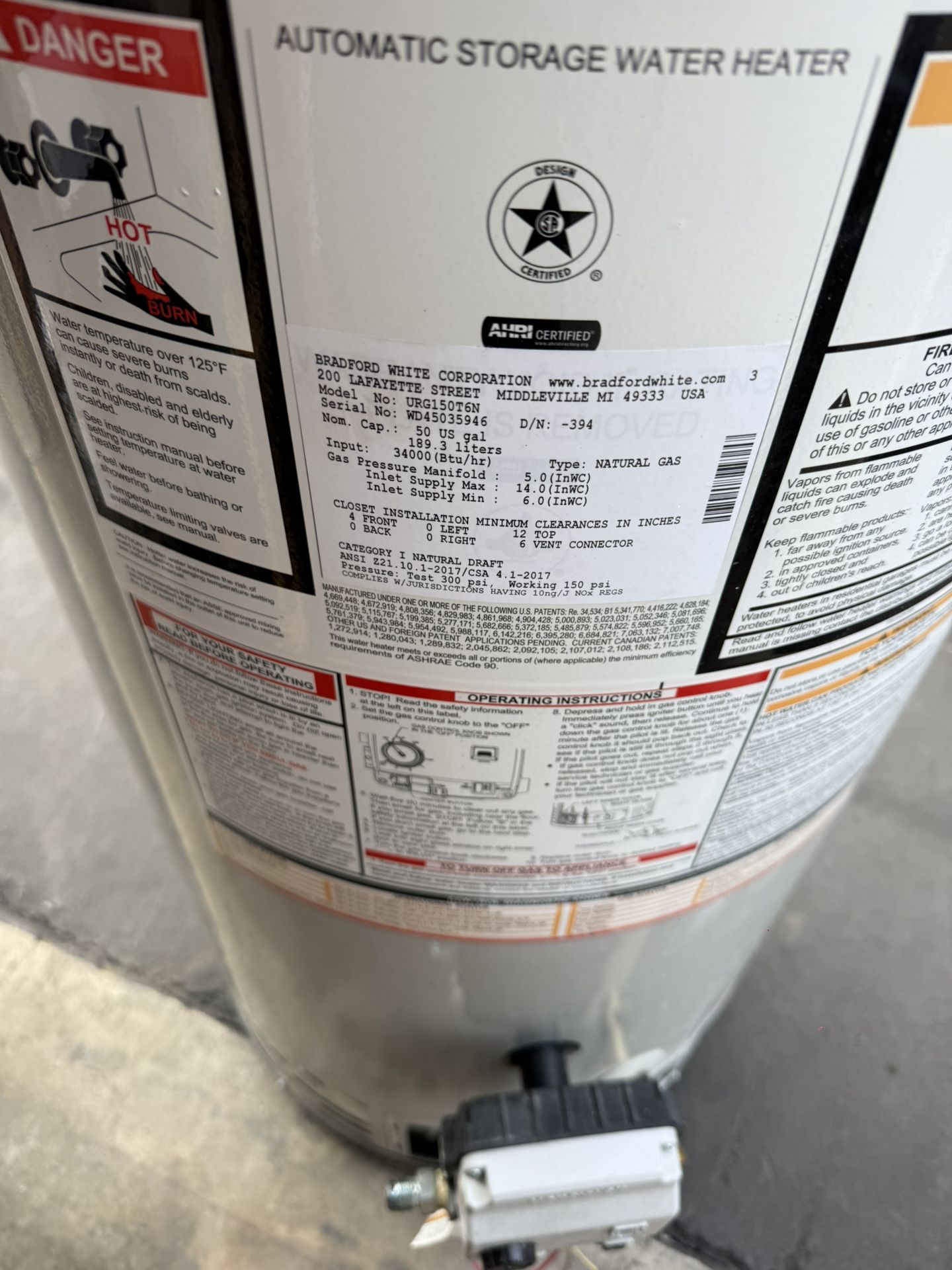 Water Heater 50 Gallons