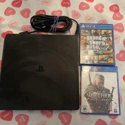 PS4 PlayStation System With 2 Games Tested No Controller 