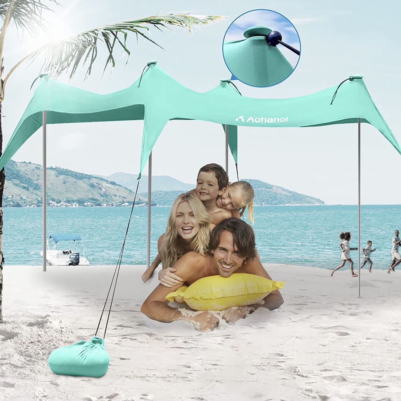 2021新作】 AKASO Beach Tent, Portable Beach Canopy Sun Shelter UPF50 for 6-8  People,