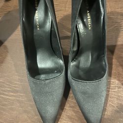 Good American Satin Black Heel 3 1/2 Inches Size 10 