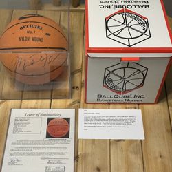 1997 JSA/DNA MICHAEL JORDAN GAME USED AUTOGRAPHED NIKE BASKETBALL - 1997 Signed after a Pick Up Game for a NIKE EMPLOYEE why it is a Gym Ball verse a 