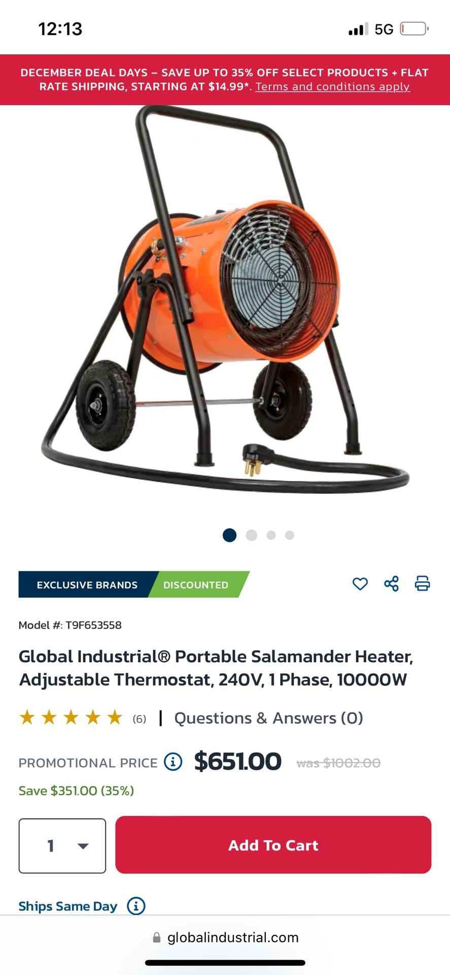 Heaters Global Industrial Salamander Heater