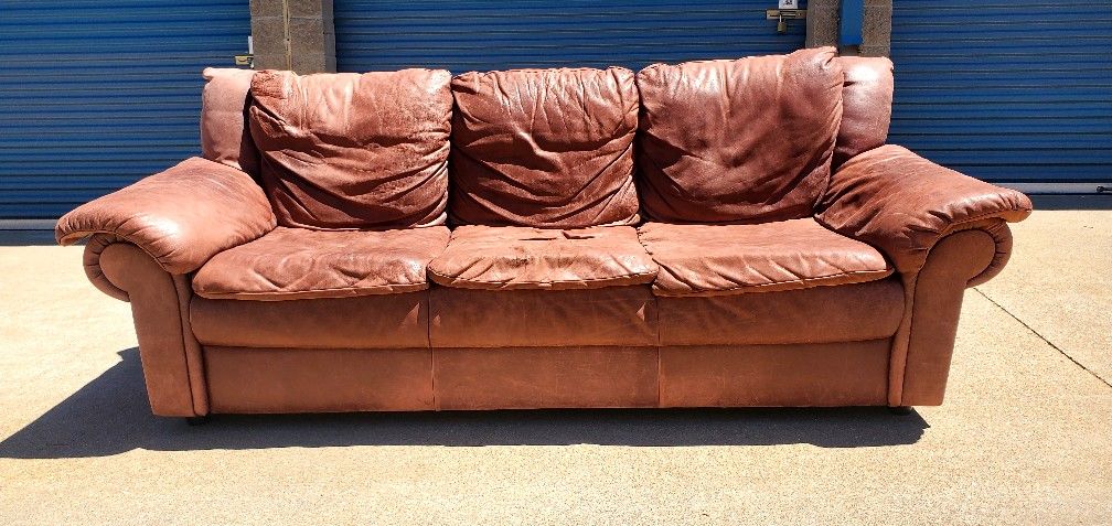 MUST GO - Leather Couch, Chair, Ottoman