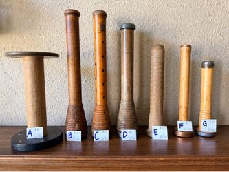 Vintage wooden bobbins spools various sizes